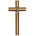 Wall Cross with Kneeling Child | Gold-Tone Accent set in Wood with Pewter Boy or Girl | Great Catholic Gift for Baptism | Christian Home Décor for Nursery or Bedroom (Girl)