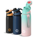 Fjbottle Stainless Steel Insulated Sports Water Bottle 20oz, BPA-Free, Double-Wall Vacuum, Magnetic Cap, No Straw, Cup Brush Included - Ideal Thermos for School, Fitness, and Outdoor Activities.