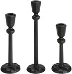 Heavy Duty Cast Iron Black Candlestick Holders Set of 3,Tall Taper Candle Holders,Vintage Table Candle Holder,Black Candle Holder for Dining Room Table Wedding Party Mantle Fireplace