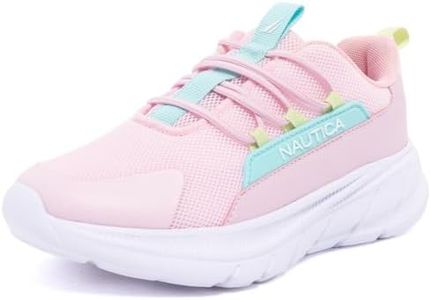 Nautica Youth Girls Bungee Slip-On Sneakers – Athletic Play Shoes with Stretch Laces,Migne S -Pink Blue Lime-13