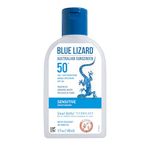 Blue Lizard Sensitive Mineral Sunscreen with Zinc Oxide, SPF 50+, Water Resistant, UVA/UVB Protection with Smart Bottle Te.