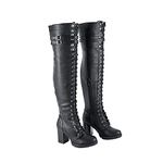 Milwaukee Riders Womens Motorcycle Boots Ladies Knee High Laced Boots Black, 9