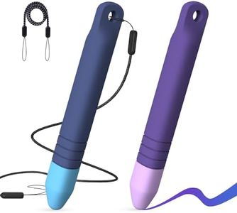 Kid-Friendly Stylus Pens for Touch Screens with Tethers - Mixoo Anti-Rolling Tablet Stylus 2 Pack for Kids, Compatible with iPad, iPhone, Tablets, Kindle and All Touch Screen Devices (Blue+Purple)