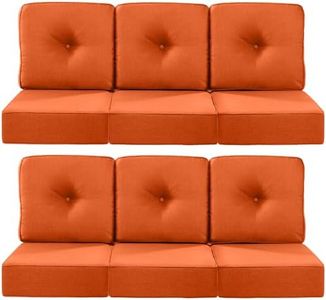 ACTREST Luxury 22x24/22x25 6-Inch Outdoor Deep Seat Cushions Set of 6 - Comfortable Patio Zipper Chair Cushion for Outside Wicker Wicker Rocking Swivel Chairs Loveseat Couch Sectional Sofa - Orange