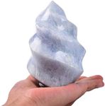 AMOYSTONE Rock Crystal Stone Flame Tower Natural Kyanite Decorative Stone Heavy Tower Healing Reiki, Witchcraft, Table Decors 1.7-2 LBS