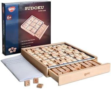 BOHS Wooden Sudoku Board Game with Drawer - with Book of 100 Sudoku Puzzles for Adults - Brain Teaser Desktop Toys