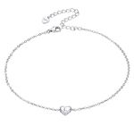 Dainty Heart Ankle Bracelets for Females S925 Silver Initials Anklets with Letter L Women's Fashion Foot Accessory Fine Silver Jewellery