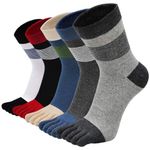 ZAKASA Men’s Toe Socks Cotton Five Finger Crew Socks Athletic Running Socks 5 Pairs, Mixed-1, 9-12