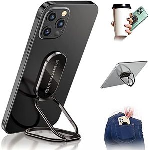 Phone Ring Holder Finger Kickstand, 360 Rotation Foldable Ultra-Thin Metal Cell Phone Back Hand Grip for Magnetic Car Mount & Office Desktop, Adjustable Cellphone Stand for iPhone 14 iPad Smartphones