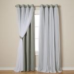 Exclusive Home Catarina Layered Solid Room Darkening Blackout and Sheer Grommet Top Curtain Panel Pair, 52"x96", Soft Grey