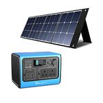 BLUETTI Solar Generator EB55 BU with SP120 120W Solar Panels Included, 537Wh Portable Power Station w/ 2 700W AC Outlets, LiFePO4 Battery Backup for Camping, Outdoor,Power Outage（BLUE)