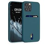 kwmobile Case Compatible with Apple iPhone 12 / iPhone 12 Pro - Soft TPU Phone Cover with Card Holder and Silicone Finish - Teal Matte