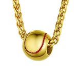 Baseball Softball Necklace Gold Plated Stainless Steel Chain Pendant Men Sports Jewelry Necklaces