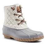 ALEADER Women Winter Snow Boots Waterproof Lined Insulated with Zipper Duck Boots, Beige, 9 UK