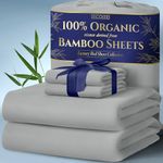 DECOLURE 100% Organic Bamboo Viscose Sheets King Size 4 pcs - Ultra Soft & Luxuriously Cooling, 16" Deep Pocket, Double Stitching, Perfect for Hot Sleepers - Luxury King Bed Sheets Set (Light Grey)