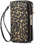 HAWEE Double Zipper Wallet for Woman Clutch Purse with Cell Phone Holder for Smart Phone/Card/Coin/Cash, Leopard Camouflage