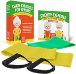 Healthy Seniors Chair Exercises for Seniors - Two Resistance Bands, Handles, and Printed Exercise Guide. Adjustable Fitness Equipment for Seniors, Elderly Home. Occupational & Physical Therapy Aids