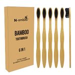 Hard Toothbrush Bamboo Toothbrush For Adult Manual Toothbrsuh Hard Bristles Pack Of 6