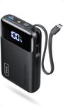 INIU 20000mAh Power Bank, Small 45W PD Fast Charging Portable Charger with Built-in USB C Cable, Flight-Safe Travel External Phone Battery Pack for iPhone 17 16 Pro Max Samsung S25 S26 Google iPad etc