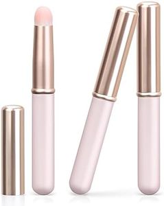 UNIMEIX 3 Pack Lip Blending Brush with Lid, Round Head Lipstick Smudge Brush Spot Concealer Brush Professional Lip Gloss Applicators for Lipstick Gloss Creams (Pink)