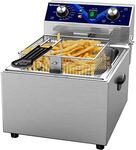 Iproods Commercial Electric Deep Fryer with Basket and Lid, Stainless Steel 10.5QT Kitchen Frying Machine for Home, with Temperature and Timing Adjustable, 110V 1800W (10.5QT)