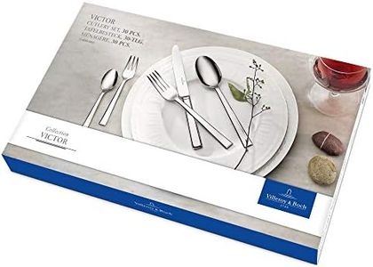 Villeroy & Boch – Victor Cutlery Set 30 Pieces for 6 People, Dishwasher Safe, Rustproof, Knife, Fork, Spoon, Luxury Cutlery Set, Dinner, 18/10 Stainless Steel