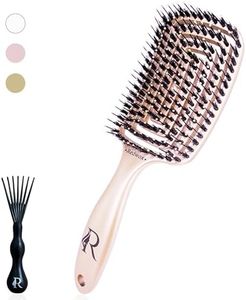 Brosse Cheveux Poils de Sanglier et Nylon - Démêlage Magique sans Douleur - Tous types (Bouclés, Epais, Afro..) - Demelante et Massage Cuir Chevelu - Demelant Idéal pour Femme et Enfant (Rose)