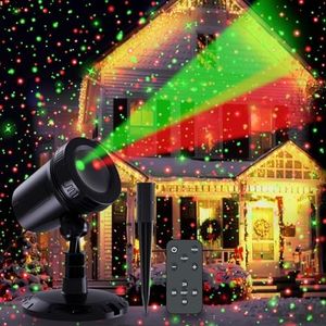 Christmas Projector Lights Outdoor - Laser Outdoor Christmas Lights, Red and Green Star Shower, Landscape Decor Lights with Remote, IP65 Waterproof, Christmas Decorations for House Party Festivities