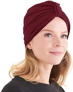 CHARM Womens Chunky Turban Headband Headscarf Winter Head Wrap Chemo Hat Natural Hair Maroon