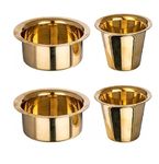 Thangam South Indian Brass Coffee Cup Dawara/Dabara & Tumbler for Serving Filter Coffee/Tea/Traditional kumbakonam Dabara Plain - 150ml (Set of 2)