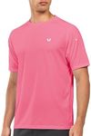 NORTHYARD Men's Athletic Running T-Shirts Quick Dry Workout Shirts Short-Sleeve Sports Gym Tee Tops Performance Activewear POWDERPINK L