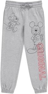 Disney Ladies Mickey and Minnie Joggers - Mickey and Minnie Varsity Athletic Jogger Sweatpants Mickey and Minnie Sweatpants, Light Grey Heather, Medium