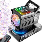 Bttyu Bubble Machine with Remote Control,Automatic Rotation & 12 RGB Lights, 1800mAh Rechargeable Battery, USB-C Charge,Big Bubbles for Kids,Weddings, Birthday Parties, Outdoor Activities