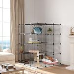 PawHut Cat Cage Indoor, DIY 4 Tier Wire Cat Enclosure with Hammock, Ramps, Doors, Jumping Platforms, Detachable Catio Indoor for 1-3 Cats, 105 x 105 x 140 cm, Black