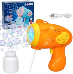 FunBlast Automatic Bubble Gun for Kids - Bubble Machine Gun Toy with Light and Sound, 1 Bubble Solution Bottle, Summer Bubble Toys, Indoor and Outdoor Toys for Toddlers, Birthday Gift (Random Color)