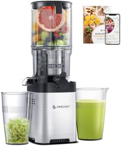 AMZCHEF 1.6L Cold Press Juicer with 126mm Feeding Chute for Whole Fruits and Vegetables, Slow Juicer Machines with Quiet Motor, High Juice Yield, One-Touch Clog Release, Easy to Clean, BPA Free, 220W