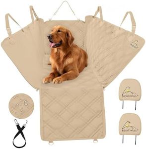 Meadowlark XL Dog Seat Covers Beige Unique Design & Full Car Protection-Doors,Headrests & Backseat. Side Flap, Waterproof Hammock Pet Seat Cover + Seat Belt & 2 Headrest Protectors