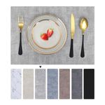 Homaxy Table Mats Set of 6, Place Mats for Table Heat-Resistant Table Mats Non-Slip Washable Waterproof Placemats PVC Leather Place Mats for Home Restaurant Hotel, 43x30cm, Grey