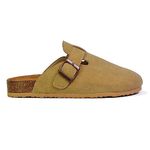 Womens Clogs Slider Ladies Casual Slip On Mule Flat Footbed Soft Cork Round Close Toe Ice Taupe Shoes Size 6