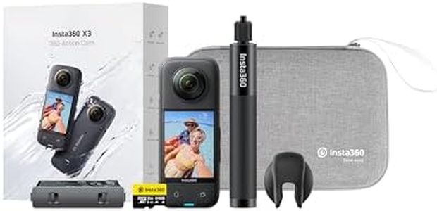 Insta360 X3 360 Degree Action Camera STARTER Kit inc: Case + 70cm Invisible Selfie Stick + Extra Battery + Lens Cap + 64GB