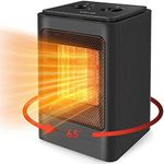 Portable Space Heater, Electric Fan Heater, Heaters for Home Low Energy Silent, 750/1500W PTC Ceramic Heater with Tip-Over and Overheat Protection, Heater with 3 Heat Modes&Thermostat for Home Office