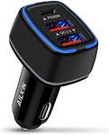 AILKIN 56W PD USB C Car Charger, Type-C Super Fast Power Charging Block 3-Port USB A & USBC Auto Cargador Carro Lighter Adapter for iPhone, iPad, Galaxy, LG, Google Pixel, Moto, USB-C&A Port