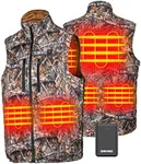 OMVMO Men’s Heated Vest with 10000mAh Battery Pack,Size Adjustable and Lightweight Vest for Hunting Ice Fishing Skiing. Camouflage.M-2XL