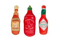 Pearhead Hot Pupper Sauce Dog Toys, Set of 3, Hot Sauce Toy Set for Dogs, Must Have Toys for Pet Owners, Plush Chew Toys Set of 3