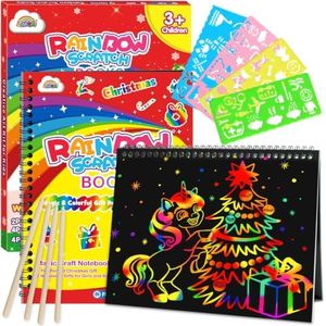 ZMLM Scratch Paper Art-Crafts Gift: 2 Pack Rainbow Notebooks Supplies Toys