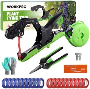 WORKPRO Plant Tying Machine with 6" Scissors, Lightweight Tape Gun for Tying Vines and Support Plant, Includes Gloves, 20 Rolls of Tape, 10000 Staples, Ideal for Tomatoes, Grapes, Cucumber, Vegetables