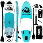 Roc Inflatable Stand Up Paddle Boards with Kayak Seat and Premium SUP Paddle Board Accessories, Wide Stable Design, Non-Slip Comfort Deck for Youth & Adults (Teal)