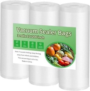 Vacuum Sealer Rolls Bags, 3 Rolls 28CMx5M Commercial Grade BPA Free Bag Rolls Compatible with All Vac Machines, Food Saver, Seal a Meal, Weston, Commercial Grade Quart Precut Meal Prep Storage Bags