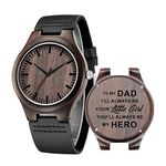 Engraved Wooden Watch for Dad from Daughter - Personalized Christmas Father's Day Birthday Gifts, Custom Wood Wrist Watches for Men