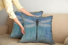 Ambesonne Dragonfly Pillow Cushion Cover Pack of 2, Grunge Vintage Old Backdrop and Dragonfly Bug Ombre Image, Decorative Square Accent Pillow Case, 2 Pcs-18" x 18", Turquoise Blue